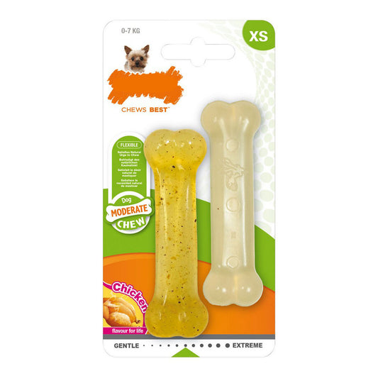 Mordedor de perro Nylabone Moderate Chew Twin Termoplástico Pollo XS (2 pcs)