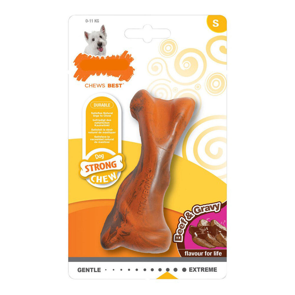 Mordedor de perro Nylabone Strong Chew Salsa Carne Goma Talla S