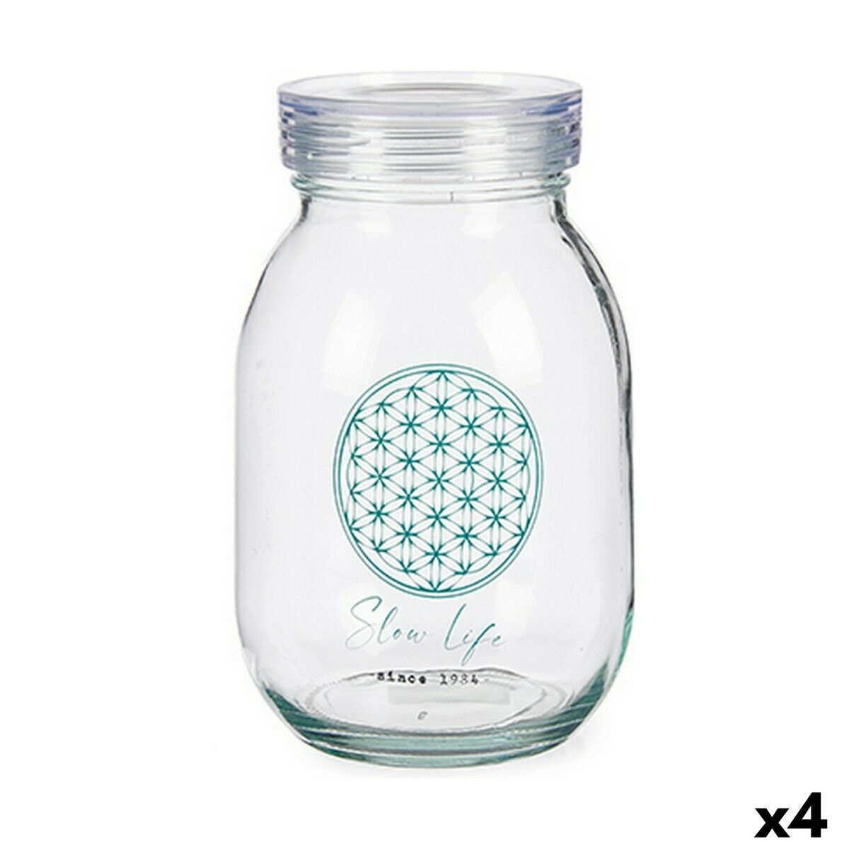 Bote Slow Life Transparente Vidrio (1800 ml) (4 Unidades)