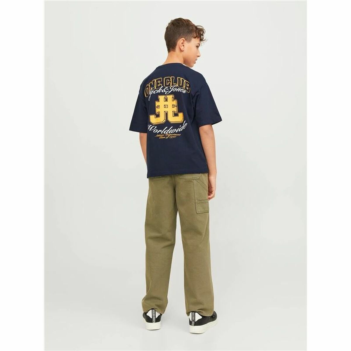 Child's Short Sleeve T-Shirt Jack & Jones Jorcole Back Print Navy Blue