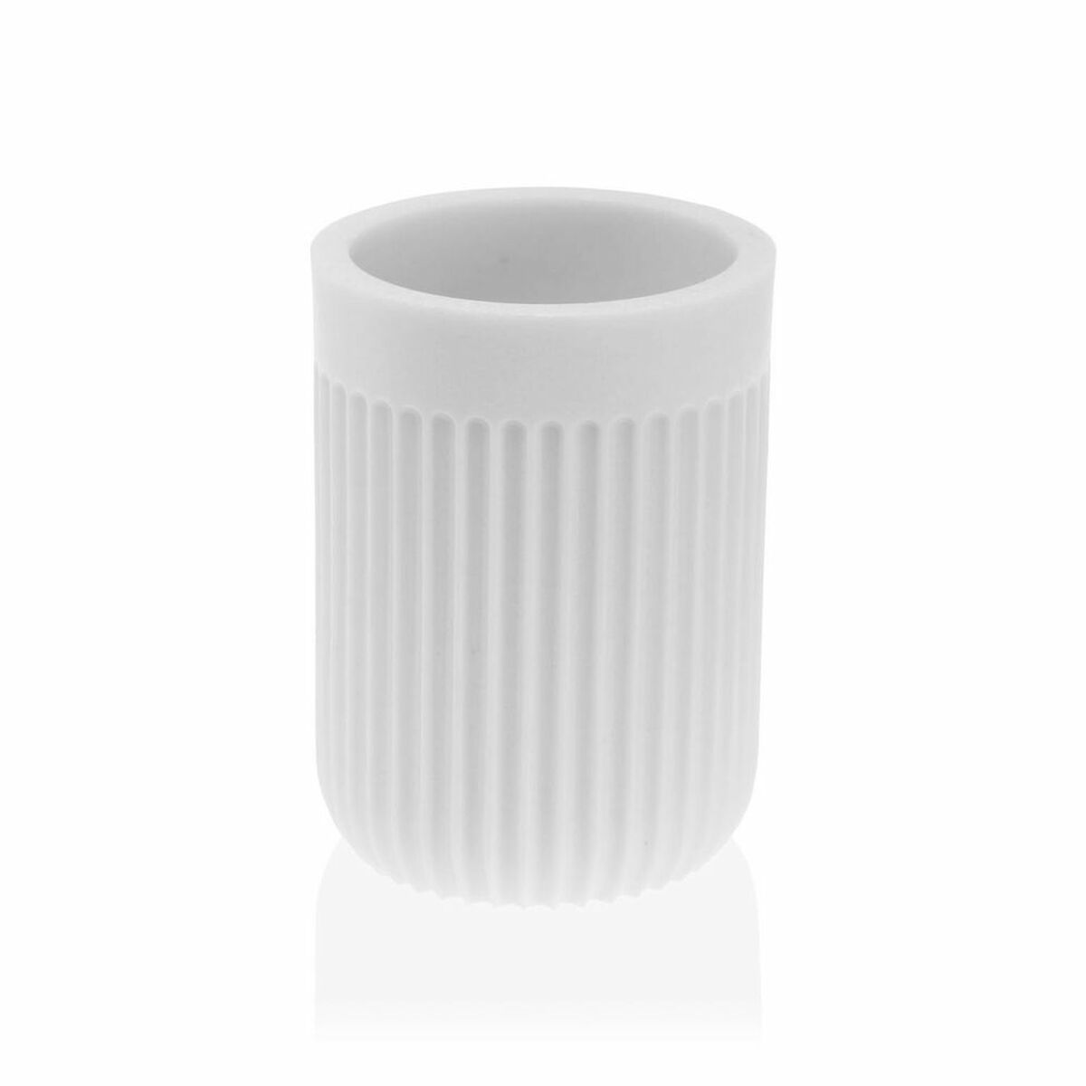 Toothbrush Holder Versa STRIA White Resin (7,3 x 10,3 x 7,3 cm)