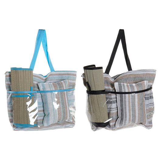 Bolsa de Playa DKD Home Decor 44 x 23 x 62 cm Lienzo Gris Azul Marrón Verde PVC (2 Unidades)