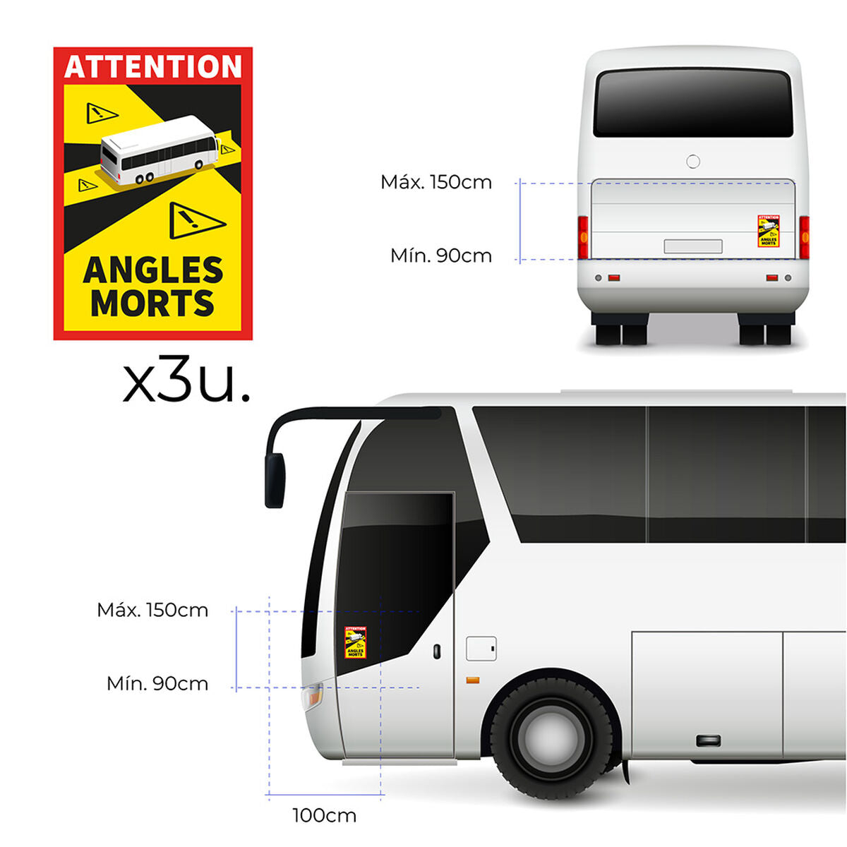 Klebemittel EDM Angles Morts Bus 3 Stück 17 x 25 cm