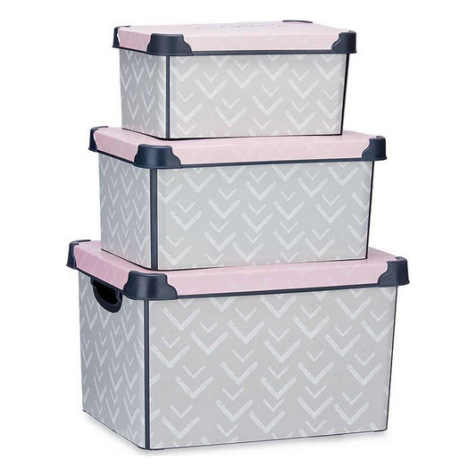 Set de Cajas Organizadoras Apilables Vibes 3 Piezas Plástico