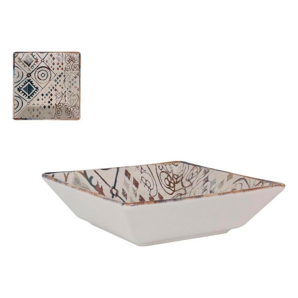 Salad Bowl La Mediterránea Grecia Porcelain 18 x 18 x 5 cm (24 Units)