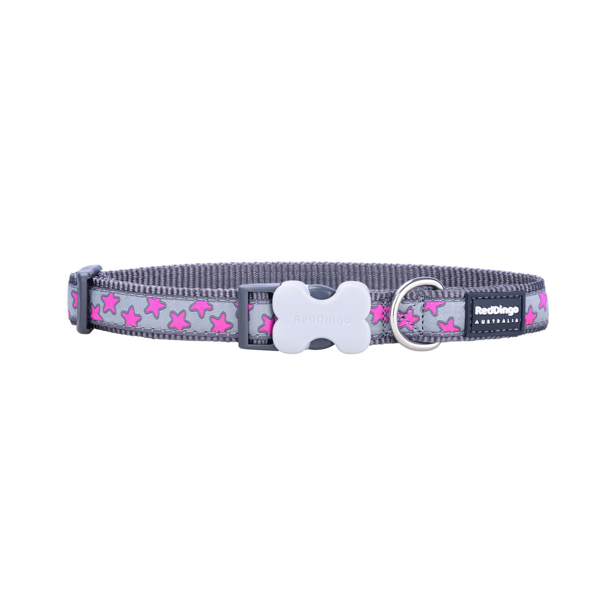 Hundehalsband Red Dingo STYLE HOT PINK ON COOL GREY 15 mm x 24-36 cm Grau