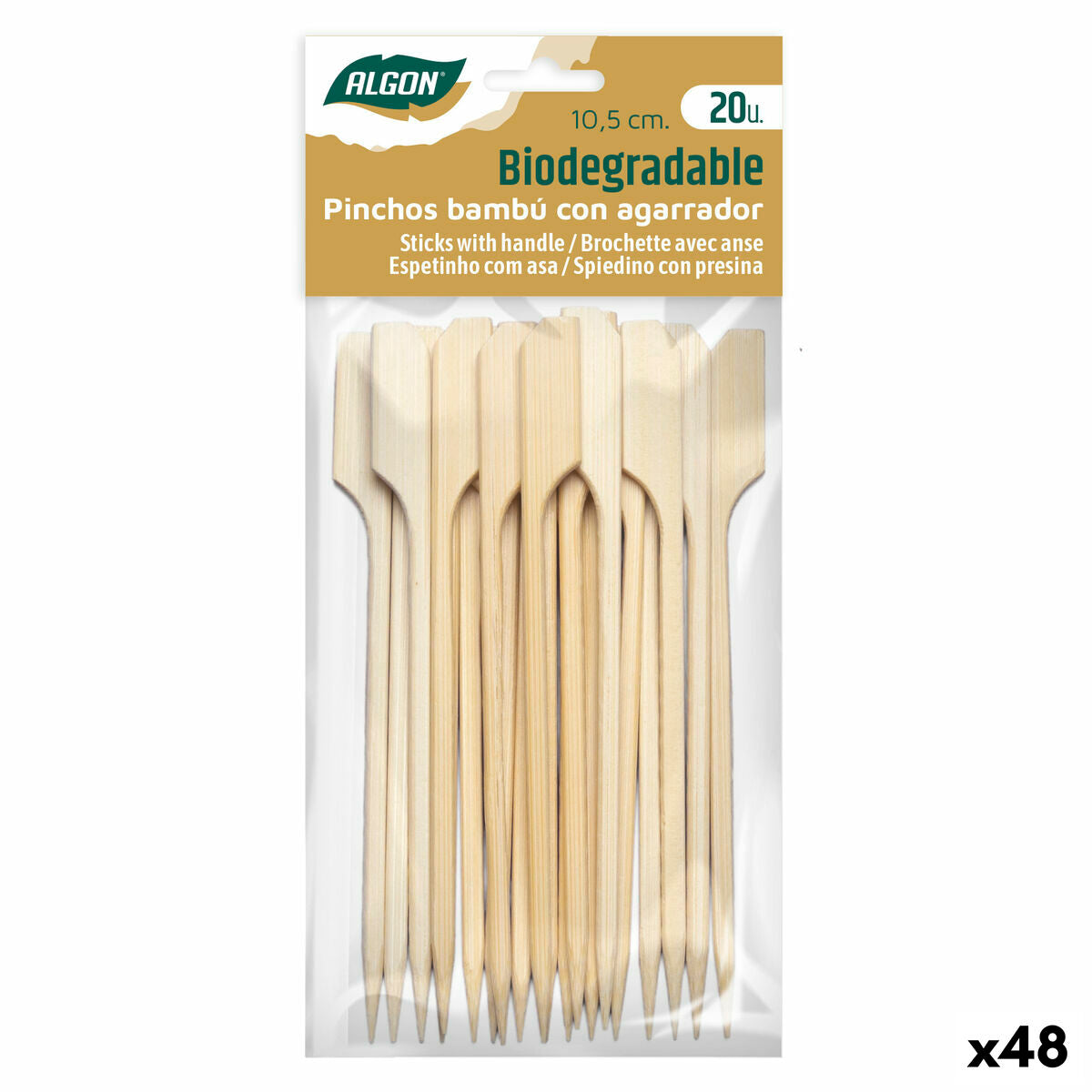 Palillos de Bambú Algon 10,5 cm Set 20 Piezas (48 Unidades)