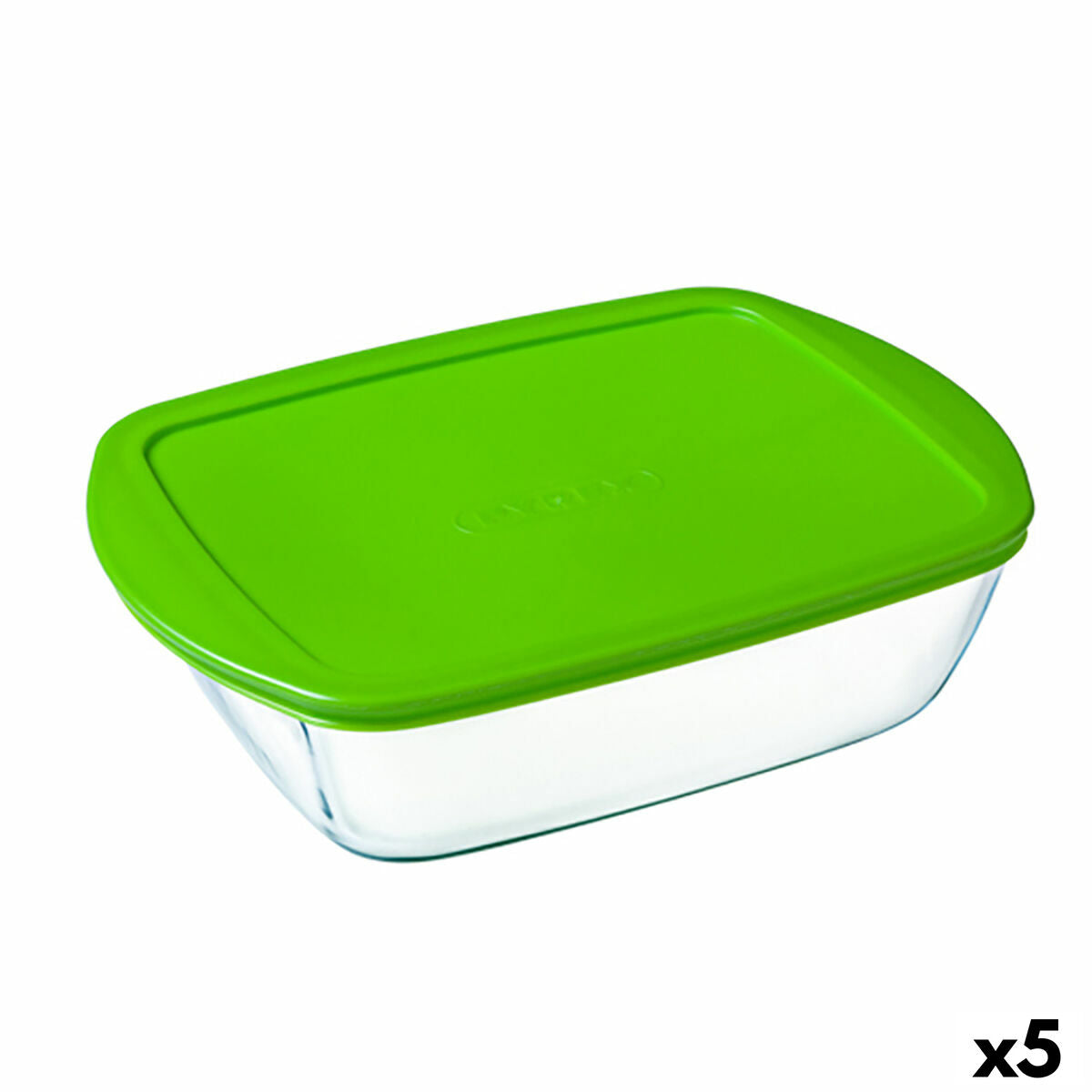 Fiambrera Rectangular con Tapa Pyrex Cook&store Px Verde 2,5 L 28 x 20 x 8 cm Vidrio Silicona (5 Unidades)