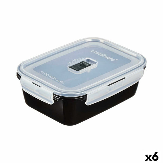 Lunchbox hermetisch Luminarc Pure Box Schwarz 1,22 L Glas (6 Stück)