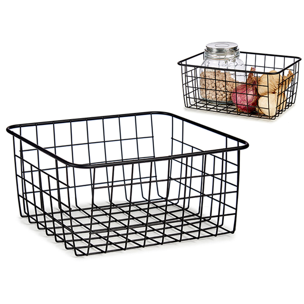 Basket Black Steel 22 x 12,7 x 28,5 cm (18 Units)