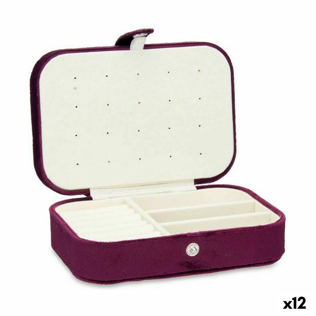 Jewelry box Velvet Burgundy (16,2 x 6 x 11,5 cm) (12 Units)