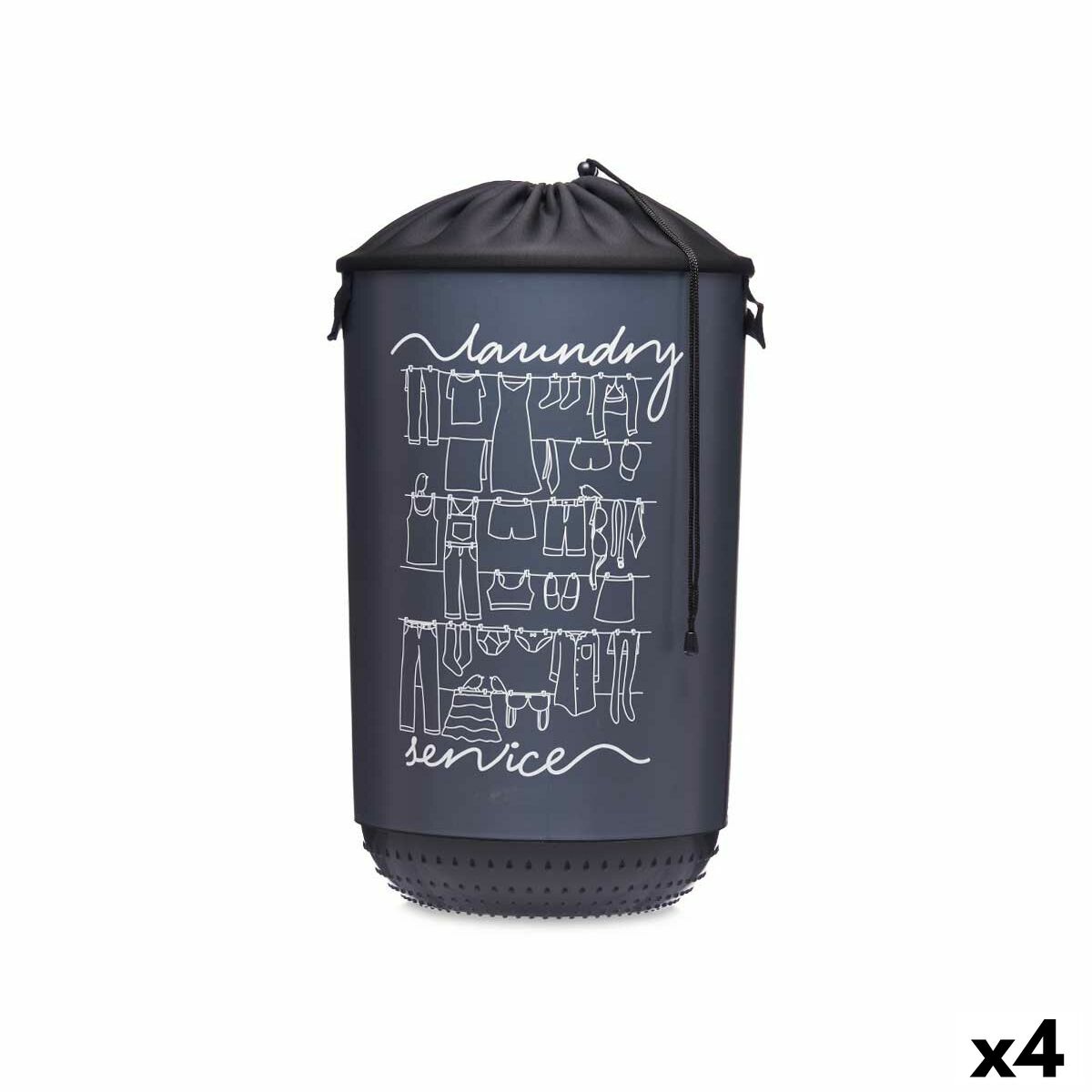 Wäschekorb Laundry Sevice Dunkelblau Kunststoff 40 L 34 x 52,5 x 34 cm (4 Stück)