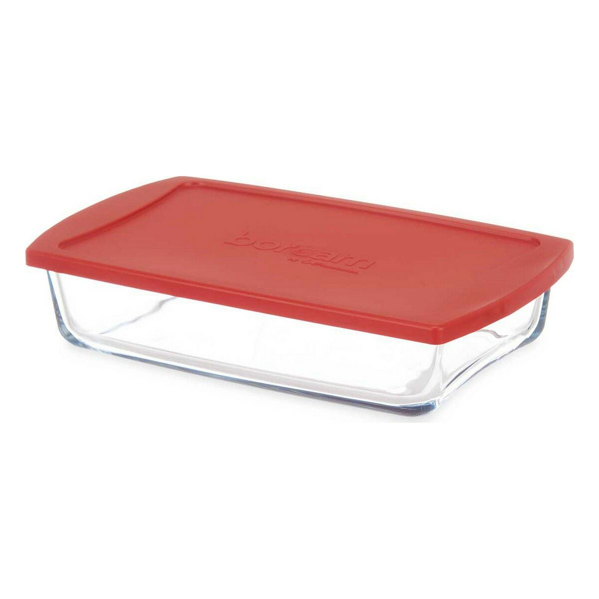 Fiambrera Borcam Rojo Transparente Vidrio de Borosilicato 1,3 L (4 Unidades)