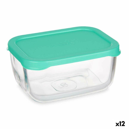 Fiambrera SNOW BOX Verde Transparente Vidrio Polietileno 420 ml (12 Unidades)