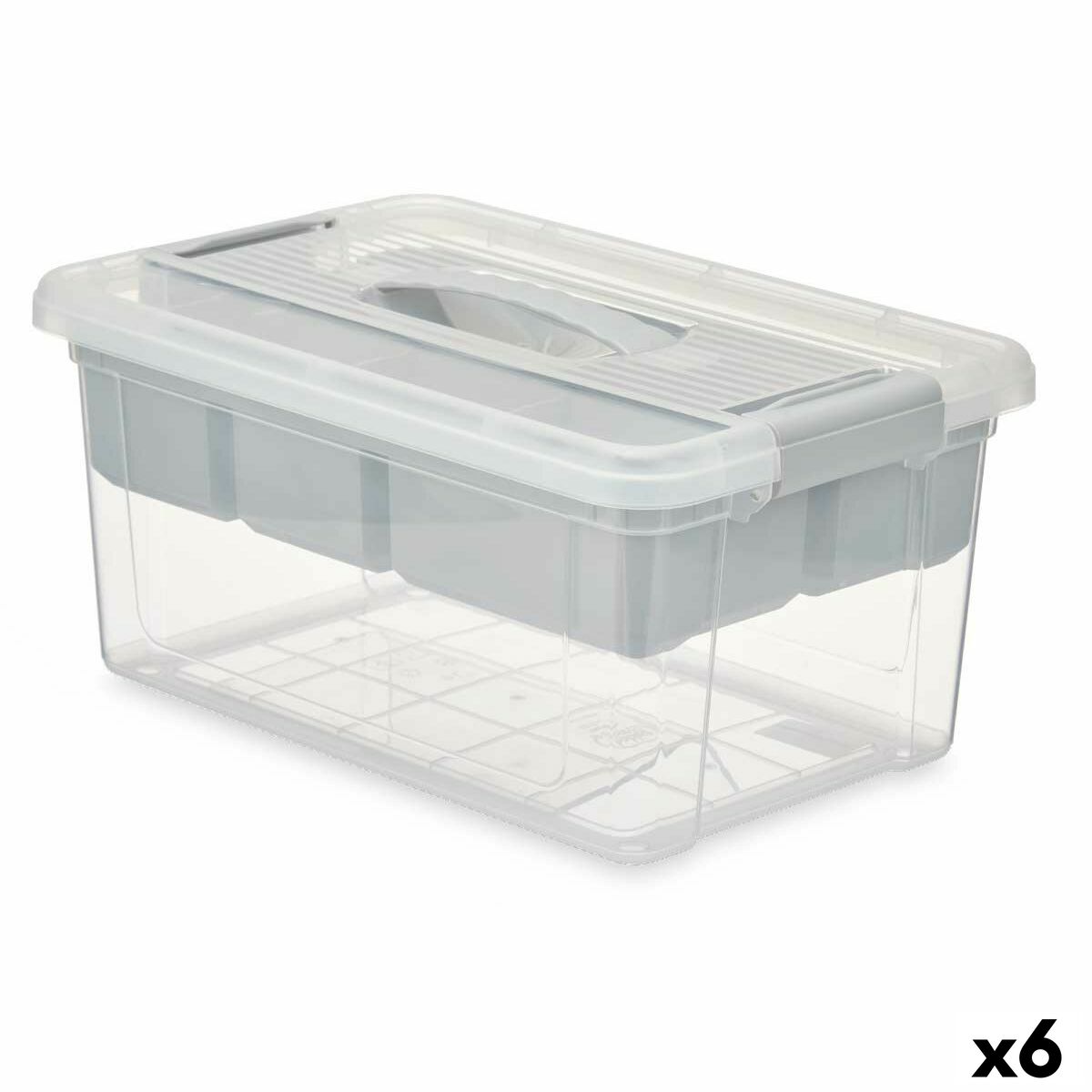 Mehrzweckbox Grau Durchsichtig Kunststoff 9 L 35,5 x 17 x 23,5 cm (6 Stück)