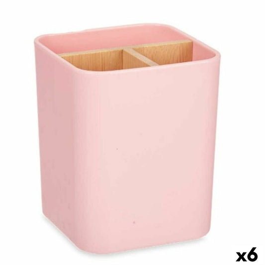 Zahnbürstenhalter Rosa Bambus Polypropylen 9 x 11 x 9 cm (6 Stück)