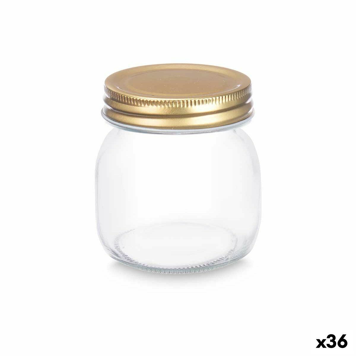 Tarro Transparente Dorado Metal Vidrio 300 ml 7,5 x 9 x 7,5 cm (36 Unidades)