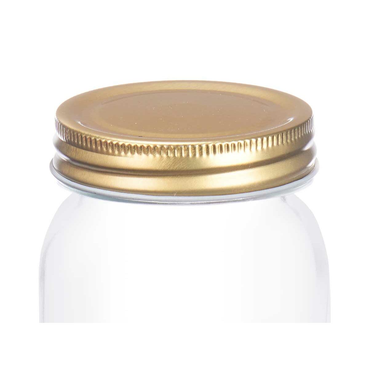 Jar Transparent Golden Metal Glass 300 ml 7,5 x 9 x 7,5 cm (36 Units)