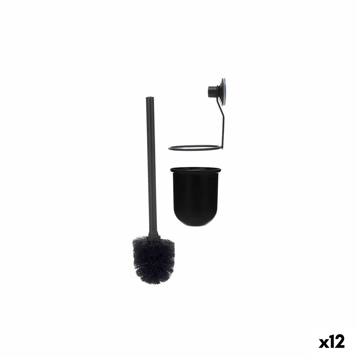 Toilet Brush Black Steel ABS 10 x 36 x 10 cm (12 Units)