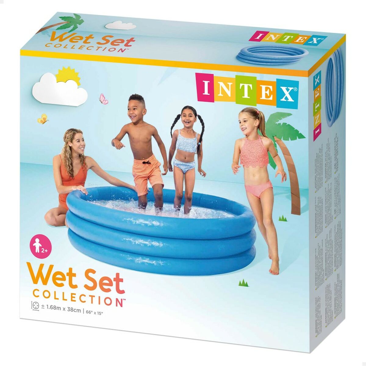 Inflatable Paddling Pool for Children Intex Blue Rings 581 L 168 x 40 cm (6 Units)